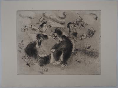 Marc CHAGALL : Tchitchikov douanier, Gravure originale signée 2