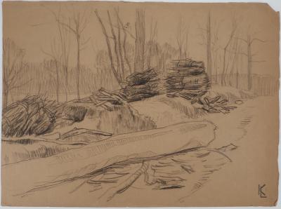 Léopold Franz KOWALSKI: Paysage, dessin original 2