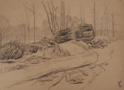 Léopold Franz KOWALSKI: Paysage, dessin original 2