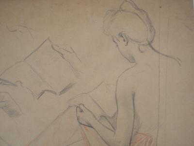 Léopold Franz KOWALSKI: La lecture, dessin original 2