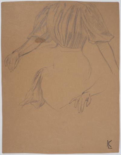 Léopold Franz KOWALSKI: Drapé d'un bustier de robe, dessin original 2