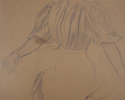 Léopold Franz KOWALSKI: Drapé d'un bustier de robe, dessin original 2