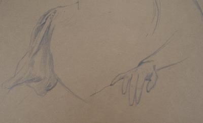 Léopold Franz KOWALSKI: Drapé d'un bustier de robe, dessin original 2