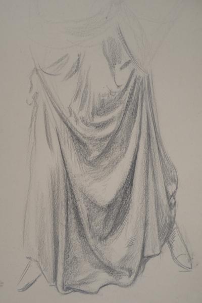 Léopold Franz KOWALSKI: Drapé d’une jupe relevée, dessin original 2