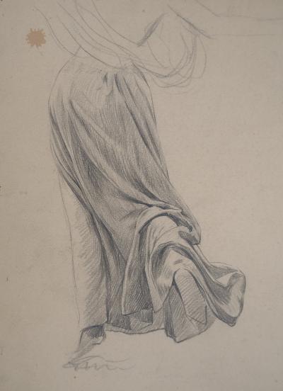 Léopold Franz KOWALSKI: Drapé d’une jupe en mouvement 1, dessin original 2