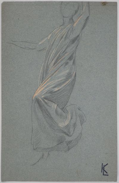 Léopold Franz KOWALSKI: Le drapé de robe, dessin original 2