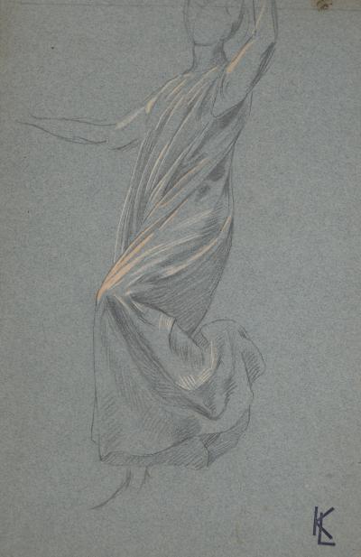 Léopold Franz KOWALSKI: Le drapé de robe, dessin original 2