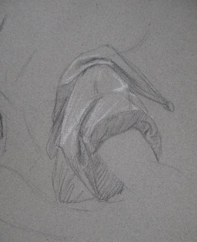 Léopold Franz KOWALSKI: Étude du drapé de la manche, dessin original 2