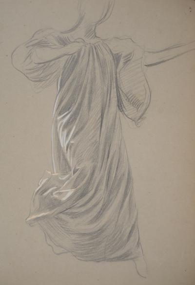 Léopold Franz KOWALSKI: Étude du drapé de la robe de chambre, dessin original 2