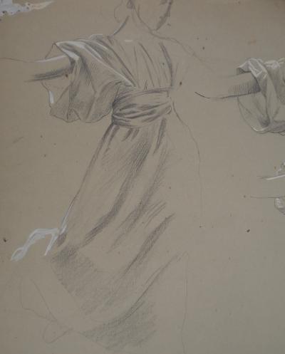 Léopold Franz KOWALSKI: Étude du drapé de robe, dessin original 2
