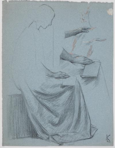 Léopold Franz KOWALSKI: Étude de la main, dessin original 2