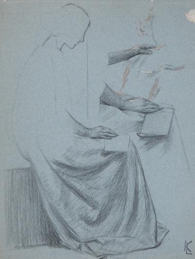 Léopold Franz KOWALSKI: Étude de la main, dessin original 2