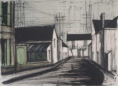 Bernard BUFFET : Bretagne, Rue à Plurien, Lithographie originale signée 2