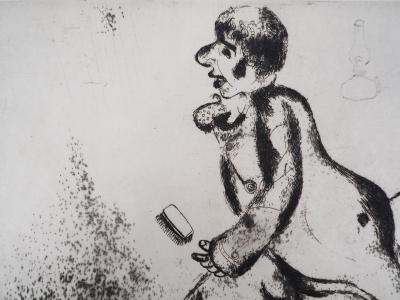 Marc CHAGALL : Pétrouchka (Les Âmes mortes), 1948, Gravure originale 2