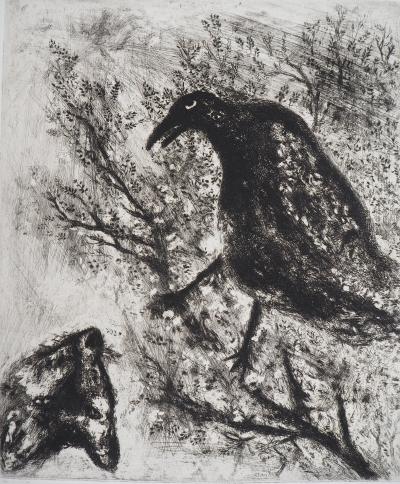Marc CHAGALL : Le corbeau et le renard, Gravure originale signée 2