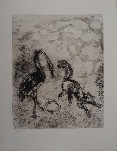 Marc CHAGALL : Le renard et la cigogne, Gravure originale signée 2