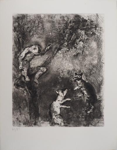 Marc CHAGALL : Le loup, le renard et le singe, Gravure originale signée 2