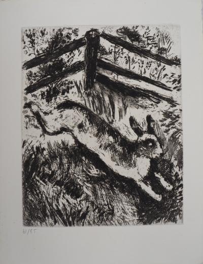 Marc CHAGALL : La course du lièvre, Gravure originale signée 2