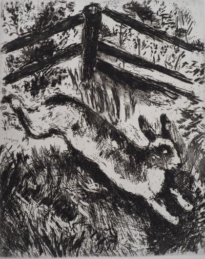 Marc CHAGALL : La course du lièvre, Gravure originale signée 2