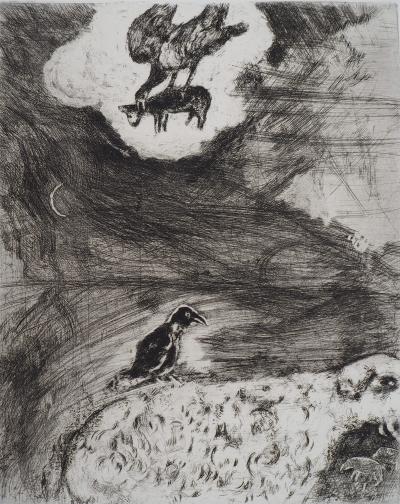 Marc CHAGALL : Rêverie du corbeau, Gravure originale 2