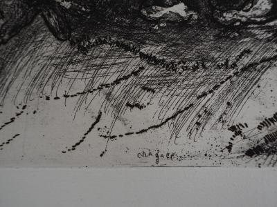 Marc CHAGALL : Retour au village, Gravure originale signée 2