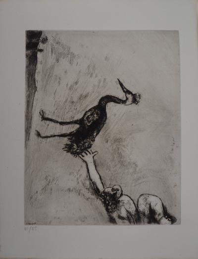 Marc CHAGALL: The heron, Original signed engraving 2