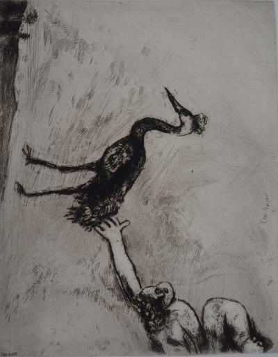 Marc CHAGALL: The heron, Original signed engraving 2