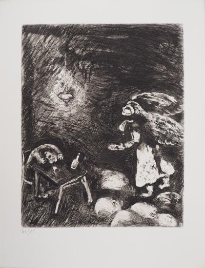 Marc CHAGALL : L'ivrogne et sa femme, Gravure originale signée 2