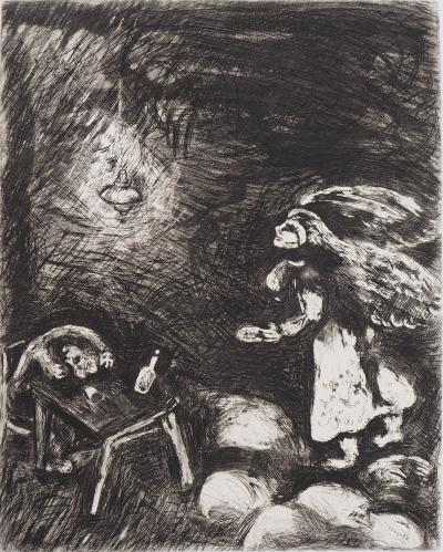 Marc CHAGALL : L'ivrogne et sa femme, Gravure originale signée 2
