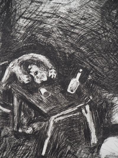 Marc CHAGALL : L'ivrogne et sa femme, Gravure originale signée 2