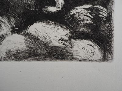 Marc CHAGALL : L'ivrogne et sa femme, Gravure originale signée 2