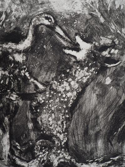 Marc CHAGALL : Le loup et la cigogne, Gravure originale signée 2