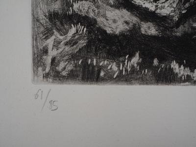 Marc CHAGALL : Le loup et la cigogne, Gravure originale signée 2