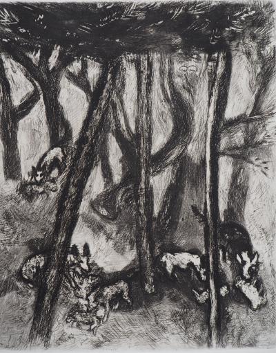 Marc CHAGALL : Les loups et les brebis, Gravure originale signée 2