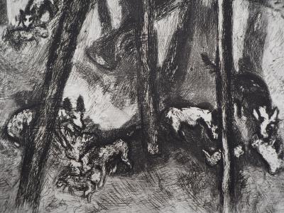 Marc CHAGALL : Les loups et les brebis, Gravure originale signée 2