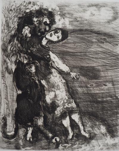 Marc CHAGALL : Le lion amoureux, Gravure originale signée 2