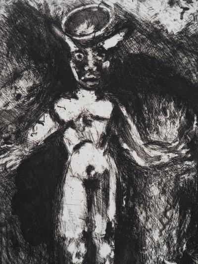Marc CHAGALL : L'homme et la statue, Gravure originale signée 2