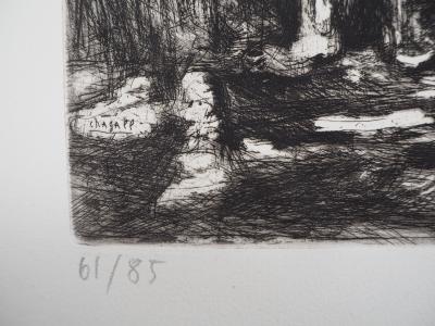 Marc CHAGALL : L'homme et la statue, Gravure originale signée 2