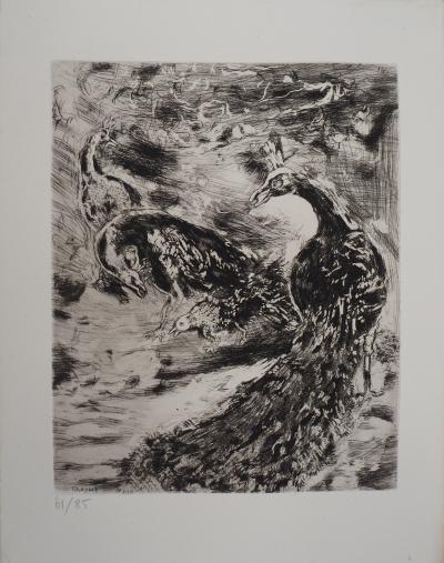 Marc CHAGALL : Les paons, Gravure originale signée 2