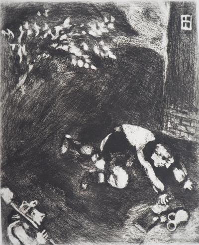 Marc CHAGALL : L'avare qui a perdu son trésor, Gravure originale signée 2