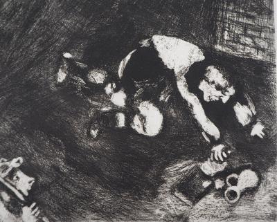 Marc CHAGALL : L'avare qui a perdu son trésor, Gravure originale signée 2
