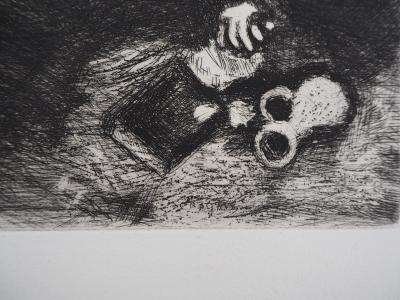 Marc CHAGALL : L'avare qui a perdu son trésor, Gravure originale signée 2