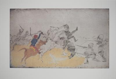 Alfred HRDLICKA : Combat de cavaliers, Héliogravure 2
