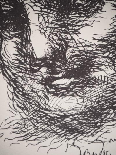 Gérard GAROUSTE : Portrait de jeune homme, Héliogravure signée 2