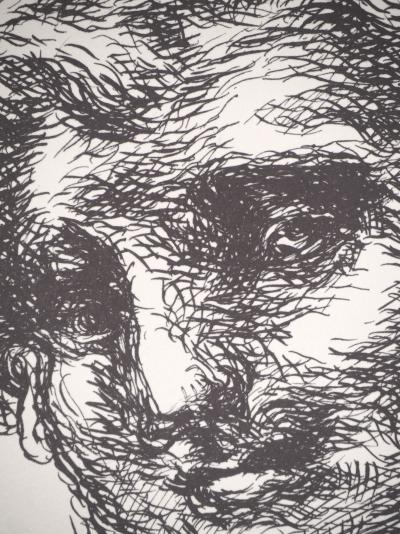 Gérard GAROUSTE : Portrait de jeune homme, Héliogravure signée 2