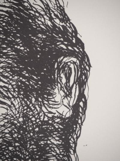 Gérard GAROUSTE : Portrait de jeune homme, Héliogravure signée 2