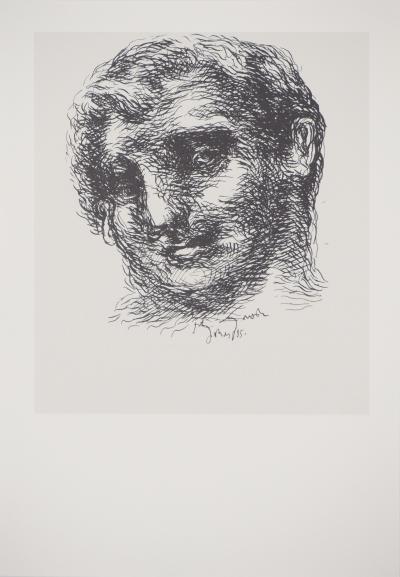 Gérard GAROUSTE : Portrait de jeune homme, Héliogravure signée 2