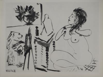 Pablo PICASSO : Comédie Humaine, L'artiste en singe, Héliogravure 2