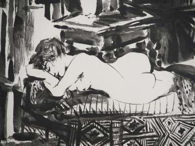 Pablo PICASSO : Comédie Humaine, L'artiste et sa composition aux trois modèles, Héliogravure 2