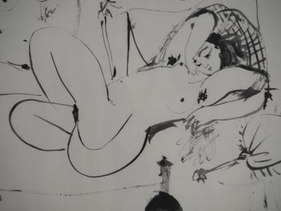 Pablo PICASSO : Comédie Humaine, L'artiste et sa composition aux trois modèles, Héliogravure 2